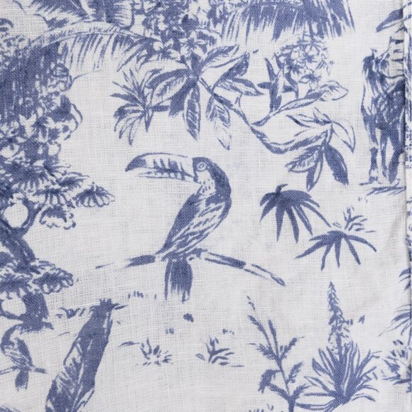 Joie Shirt Linen Short Sleeve Button Up Blue White Tropical Print - Picture 7 of 13